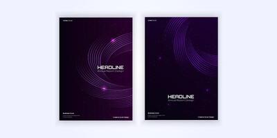 The futuristic report includes glowing curved lines, swirl elements and modern abstract designs vector