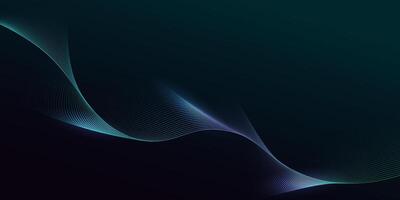 Abstract glowing wave lines on dark green background. Dynamic wave pattern. Modern flowing wavy lines and Futuristic technology concept vector