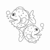 pufferfish coloring pages vector