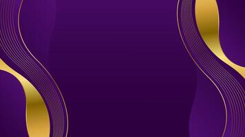 Elegant purple luxury wave background with gold lines. Abstract modern design vector