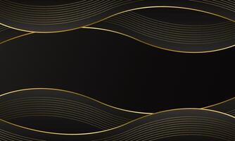 Elegant black luxury wave background with gold lines. Abstract modern design for Invitations, awards, sales, events, templates, banners, covers, websites, pages, and more vector