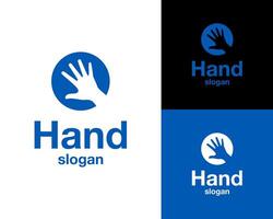 Hand Support Friendly Protective Interactive Community Circle Icon Logo Design Illustration vector
