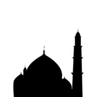 Silhouette of the Great Islamic Mosque with Dome and Minarets Showing the Crescent Moon Symbol vector