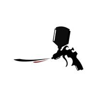 Spray Gun Silhouette with Red and Black Paint Trails vector