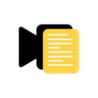 Modern Flat Speaker Icon with Yellow Chat Bubble and Text Line, Audio Message Notification Symbol for Podcasts and Voice Apps vector
