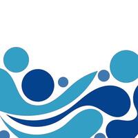 Blue abstract water wave background with fluid shapes and circles vector