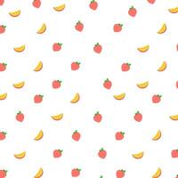 Seamless Pattern of Peach and Banana Slice with White Background vector