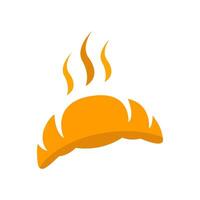 Fresh bread icon with steam rising from hot bread is perfect for bakery brand cafe menu, food delivery app vector