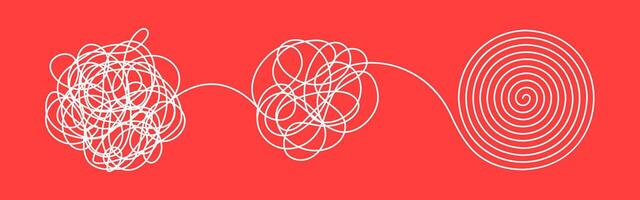Chaos and order cord business concept flat style design illustration isolated on white background. vector