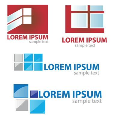 window and door symbol set on white background