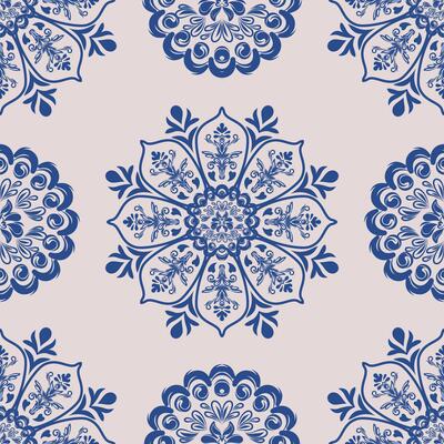 Seamless damask wallpaper pattern. illustration in retro style