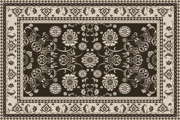 Vintage background with ornamental border. Template for carpet, shawl, shawl.