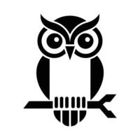 Stylized Black and White Owl Silhouette on Branch vector