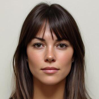 realista de cerca retrato de un 20 años de edad morena mujer con suave Encendiendo y un ligero antecedentes foto