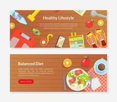 Healthy Lifestyle, Balanced Diet Landing Page Templates Set, Diet Program, Healthy Eating Consultation Mobile App, Homepage Flat Illustration vector