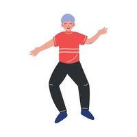 Smiling Teen Boy Happily Jumping, Excited Schoolboy Having Fun Illustration vector