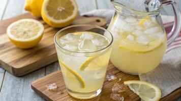 A pitcher of lemonade and a pitcher of lemonade photo