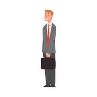 Smiling Businessman in Suit Standing with Briefcase Illustration vector