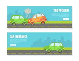 Car Accident Landing Page Template Set, Car Inuranse, Assistance and Service Online Web Page, Mobile App Illustration vector