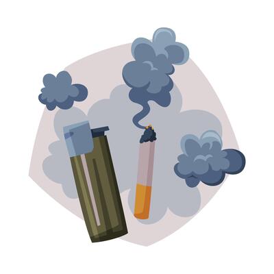 Cigarette Smoke, Air Passive Smoking Pollution Concept Illustration