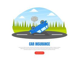 Car Inuranse Landing Page Template Set, Assistance and Service Online Web Page, Mobile App Illustration vector