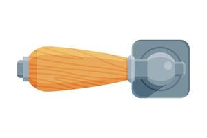 Door Handle with Push Mechanism, House Interior Element Flat Style Illustration vector