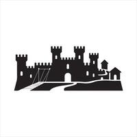 Castle icon in black and white on a white background vector