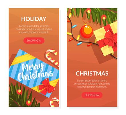 Christmas Holiday Landing Page Templates Set, Online Purchases for Holidays, Winter Shopping, Xmas Sale, Web Banner, Website, Homepage Illustration