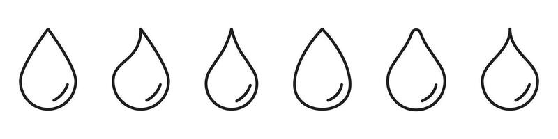 Water Droplet Line Icon Set. Hydration, Purity, And Fluidity Outline Symbol Collection. Environmental And Water Conservation Theme. Editable Stroke. Isolated Illustration vector