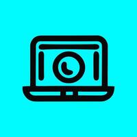Minimalist Laptop with Clock Iconr on Cyan Background vector