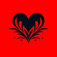 a black and red heart on a red background vector