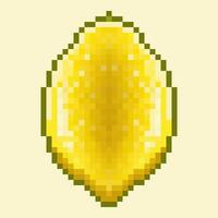 Pixel art lemon fruit. A classic 8-bit style, it features sharp yellow hues perfect for food or retro themes. vector