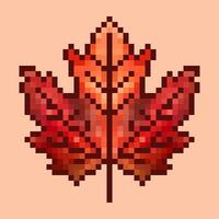 Pixel art maple leaf for capturing the essence of autumn. A classic 8-bit style, it features warm red and orange tones perfect for seasonal themes. vector