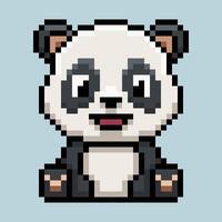 Cute pixel art of panda character. Designed in a classic 8-bit retro style, this friendly character features iconic black and white markings. vector