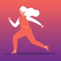 Female Runner Illustration Woman Running Pose in Flat Style for Fitness and Sports Design vector