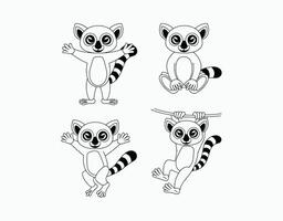 Lemur Silhouette EPS Template on White Background vector