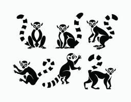 Elegant Lemur Silhouette EPS Template vector