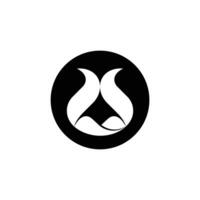 logo RS R S features an elegant, abstract design enclosed in a solid black circle. The white shapes inside resemble two symmetrical, mirrored swans or flowing flames that converge at the center vector