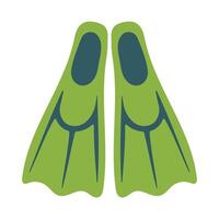 Two green flippers with blue trim. They are on a white background vector