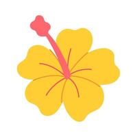 A yellow flower with a pink stem. The flower is drawn in a cartoon style. The flower is the main focus of the image vector