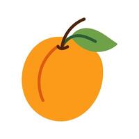 A cartoon drawing of an orange with a green leaf on top. The orange is the main focus of the image, and the leaf is a secondary element. The image has a playful and whimsical mood vector