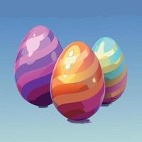three colorful eggs with stripes on them vector
