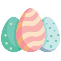 three colorful eggs with polka dots on them vector