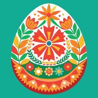easter egg with floral pattern vector