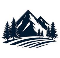 Mountains and trees with a lake and a river vector