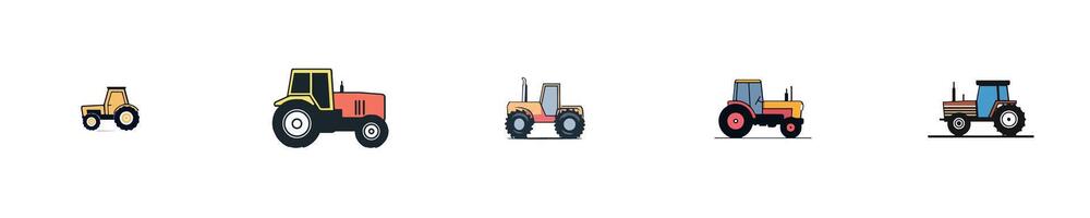 Tractor Vehicle Icons in Various Styles vector