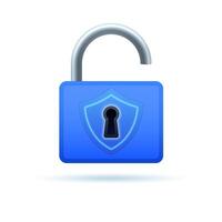 Safe internet icon isolated on light background. Padlock digital security sign with protective shield image. Web protection and safety symbol. 3d illustration. vector