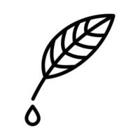 Feather with ink drop icon in outline. Editable stroke. vector