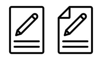Pencil on paper document icon set. Editable stroke. vector