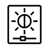 Brightness icon with sun and slider. Editable stroke. vector